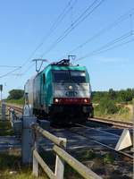 ITL (Import Transport Logistik) Lokomotive 186 134 bei Bahn�bergang Devesstra�e, Salzbergen 23-07-2019.