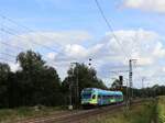 Keolis Eurobahn Stadler FLIRT Triebzug ET 8.05 noch im Westfalenbahn-Design Devesstra�e, Salzbergen 16-09-2021.