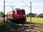 DB Cargo Lokomotive 185 256-5 bij overweg Bernte, Emsb�ren 03-06-2022.