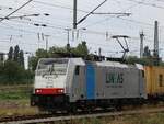 Lineas Lokomotive 186 500-5 (91 80 6186 500-5 D-Rpool) G�terbahnhof Oberhausen West 18-08-2022.