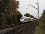 DB ICE Triebzug 4680 (406 080-2)  W�rzburg  bei Bahn�bergang Grenzweg, Hamminkeln 03-11-2022.