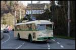 Oldtimer O-Bus der Stadtwerke Solingen, Marke Uerdingen Henschel, erreicht hier am 12.5.2015 den Endhaltepunkt der O-Bus Strecke im Stadtteil Burg.