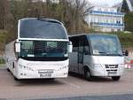 Neoplan Cityliner von Güstrow-Club-Reisen und Iveco Rapido Probus von Ahorn aus Deutschland im Stadthafen Sassnitz.