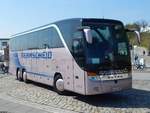 Setra 415 HDH von Germscheid aus Deutschland im Stadthafen Sassnitz.