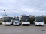 Mercedes Integro von Dankert aus Deutschland und Tremonia Mercedes Sprinter, Solaris Urbono 15 und Iveco Crossway der MVVG in Waren.