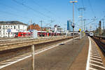 
Der Bahnhof Frankfurt (Main) Süd (auch Frankfurter Südbahnhof genannt) am 07.04.2018 von der Gleisseite (Blickrichtung Nord-West).