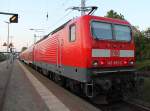 143 852-2 mit S1 von Warnemnde nach Rostock Hbf kurz nach der Ankunft im Bahnhof Rostock-Bramow.(06.05.2011)