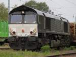 Groe Mietzekatze(Class 66)266 114-8 von MRCE im Bahnhof Rostock-Bramow.(18.05.2011)