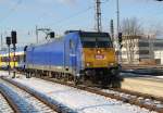 146 519-4+InterConnex 68904 von Warnemnde nach Leipzig Hbf bei der Einfahrt im Rostocker Hbf.01.02.2012