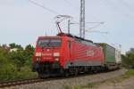 189 059-9 mit KLV-Zug 42149 Rostock Seehafen-Verona bei der Durchfahrt am 12.04.2012 in Rostock