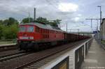 232 502-5 mit Waggons des Typ´s Eaos-x und Eanos-x in Friesack(Mark) in Richtung Neustadt(Dosse) unterwegs.