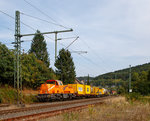 Die 261 310-7 (92 80 1261 310-7 D-NRAIL) eine Voith Gravita 10 BB der northrail fhrt am 03.09.2016 mit dem MSG 02 Mobile Spleinrichtung fr Gleisentwsserungsanlagen der Ba-Be-D Daimer GmbH durch