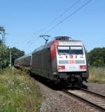 101 144-4 mit IC 2239 von Warnemnde nach Dresden Hbf bei der Durchfahrt im Haltepunkt Rostock-Ltten Klein.21.07.2013