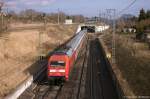 101 106-3 mit dem IC 144 von Berlin Ostbahnhof nach Amsterdam Centraal, ließ nun Stendal hinter sich.