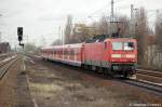 143 309 mit der RB13 / S-Ergnzung nach Berlin Hbf(tief) in Berlin Jungfernheide.