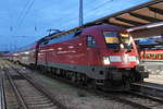 182 017 mit RE 4314(Rostock-Hamburg)kurz vor der Ausfahrt im Rostocker Hbf.30.10.2018 