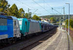 Die an die RTB Cargo vermietete 185 612-9 (91 80 6 185 612-9 D-ATLU) der Alpha Trains Luxembourg S.à r.l., hier kalt (mit gesenkten Stromabnehmern) eingereiht im Zugverband direkt hinter der SIEMENS Vectron MS 6193 094-0 (91 80 6193 094-0  D-Rpool) bei einer Zugdurchfahrt im Bahnhof Kirchen (Sieg).

Die Bombardier TRAXX F140 AC2 wurde 2008 von Bombardier in Kassel unter der Fabriknummer 34263 gebaut. Sie hat die Zulassung (140 km/h) für Deutschland, Österreich und Ungarn.
