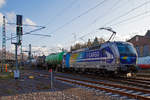   Die für die Rurtalbahn Cargo GmbH fahrende Vectron 193 824-0 (91 80 6193 824-0 D-Rpool) fährt am 30.11.2019 mit einem Kesselwagenzug durch Betzdorf/Sieg in Richtung Köln.