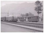 Als DB-Lokomotiven bei den SBB fuhren: Begegnung mit der Brünig-Bahn - die E40 244 rangiert in Interlaken Ost.