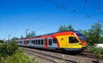   Der 5-teilige Stadler Flirt 429 048 / 548 der HLB  (Hessischen Landesbahn) fhrt am 01.07.2018 als RE 99   Main-Sieg-Express  durch Wilnsdorf-Rudersdorf in Richtung Siegen.