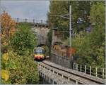 Der TRAVYS / OC Be 4/8 003 ist auf dem Weg nach Chavornay und überquert kurz vor dem Halt St-Eloi die Orbe.