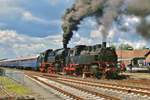 Dampfpendel mit 64 491 und 65 1049 macht kráftig Dampf in neuenmarkt-Wirsberg am Pfingsten 23 Mai 2010.