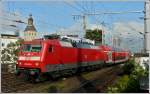 120 206-8 zieht den Rhein-Sieg-Express in den Klner Hauptbahnhof.