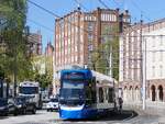 Tina Nr. 801 der Rostocker Straßenbahn AG in Rostock.