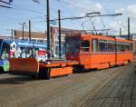 Tatra T6 Wagen 551 als Neue Arbeitstram fuhr  am 13.03.10  Ihre Runden auf dem Gelnde der Rostock-Straenbahn AG