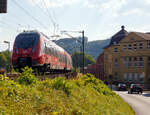 Zwei gekuppelte vierteilige Bombardier Talent 2 (442 259 / 442 759 und 442 256 / 442 756) der DB Regio NRW fahren am 19 September 202m als RE 9 rsx - Rhein-Sieg-Express (Siegen - Köln - Aachen),