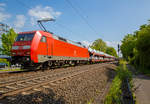   Die 152 003-0 (91 80 6152 003-0 D-DB) der DB Cargo AG fährt am 30.04.2019 mit einem Autotransportzug (beladen mit Neuwagen mit vier Ringen) durch Bonn-Gronau (nähe dem Bf Bonn UN Campus)