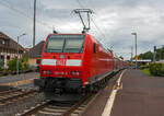 Die 146 119-3 (91 80 6146 119-3 D-DB) als Schublok mit dem RE 30  Main-Weser-Express  (Frankfurt (Main) Hdf - Gießen - Marburg Hbf - Treysa - Kassel Hbf) am 25.08.2014 im Bahnhof Treysa.