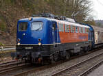 Die 139 287-7 (91 80 6139 287-7 D-BYB) der BayernBahn GmbH fährt am 17.03.2023 mit dem sogenannten  Henkelzug  (Langenfeld/Rhld.