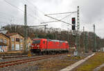 Die 185 270-6 (91 80 6185 270-6 D-DB) der DB Cargo AG fährt am 15.02.2022 solo als Lz (Lokzug) bzw.