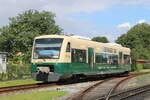 650 032-4(650 300-2)als PRE 74872 von Bergen auf Rügen nach Lauterbach Mole bei der Einfahrt am 29.07.2025 in Putbus.