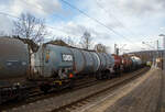 Vierachsiger 95 m³ Drehgestell-Kesselwagen 33 80 7848 567-3 D-GATXD, der Gattung Zans (GATX Typ 1695) , der GATX Rail Germany GmbH (GATX steht für General American Transportation