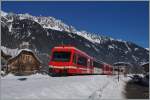 Ein doppelter Triebwagenzug erreicht von Vallorcine kommend Chamonix.