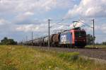 482 029-6 SBB Cargo fr HSL Logistik GmbH mit einem Kesselzug  Umweltgefhrdender Stoff, flssig  in Vietznitz und fuhr in Richtung Nauen weiter.