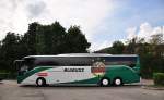 Setra 517 HD von Blaguss aus Wien,Mannschaftsbus des FC Rapid Wien,Krems 3,August 2014.