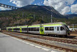 Der vierteilige BLS  Lötschberger  RABe 535 123-4  Ausserberg  (94 85 7535 118-4 CH-BLS) steht am 07 September 2021 beim Bahnhof Brig.