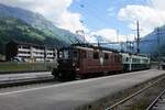 BLS 172 verlsst mit ein historischer Triebwagen am 30 Juni 2013 whrend das Jubilum  100 Jahre BLS  Frutigen.