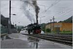 Schlechtwetterfotografie hat auch seinen Reiz, wie diese Bilder der SEG G 2x 2/2 der Blonay Chamby Bahn beim Manver in Blonay zeigen.