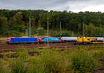 In Doppeltraktion fahren die beiden an die SBB Cargo International AG vermieteten Re 482 011-4 „ChemOil“ (91 85 4482 011-4 CH-SBBC) und die Re 482 020-5 „Europa“ mit Werbung