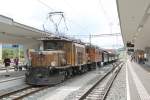Jubil�um,125 Jahre RhB.Museumslok Ge6/6 I Nr.415(SLM/BBC 1929)und Ge4/6 Nr.353(SLM/MFO 1914)mit einem Nostalgiezug in Samedan.24.07.14  