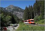 Der TMR Beh 4/8 N° 72 als Regionalzug 26222 von Martingy nach Vallorcine zwischen Châtelard und Vallorcine.