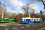 Bald endet der Einsatz von Vierachsern in Basel: Die Komposition 483 + Standard Anhänger 1456 + Be 4/4 492 in der Schlaufe Eglisee.