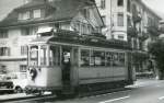 Strassenbahn Schwyz-Brunnen, Motorwagen 1 an der Endstation Brunnen, 6.August 1963.