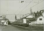 Als im Frühjahr 1995 die SBB Re 4/4 II 11343 mit ihrem Schnellzug nach Birg durch den Bahnhof von Rivaz fährt, verfügt dieser noch über umfangreiche Gleisanlagen und einen