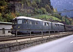 Ae 8/14 11852 (1938, ausrangiert 1972) wartet am Bahnhof Wassen.