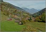 Ein AOMC Regionalzug auf dem Zahnstangenabschnitt zwischen Champéry und Val-d'Illiez.